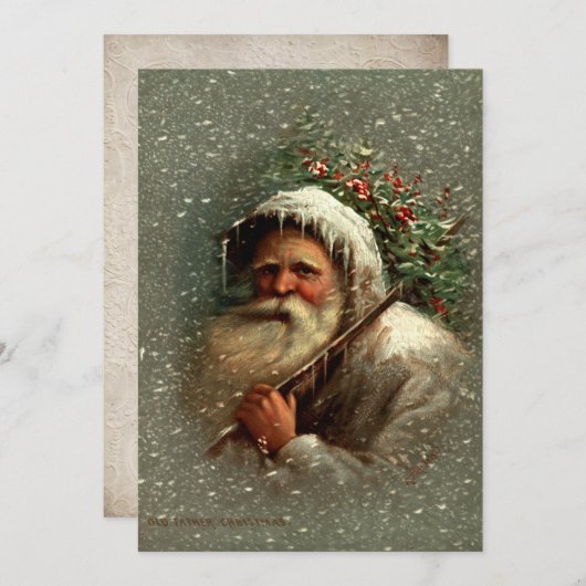 Vintager Alter Vater Weihnachten im Schnee (Vorne/Hinten)