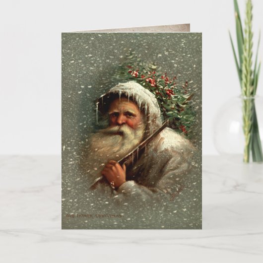 Vintager Alter Vater Weihnachten im Schnee (Vorderseite)