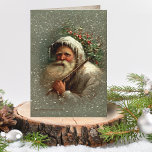 Vintager Alter Vater Weihnachten im Schnee<br><div class="desc">Der künstlerische Vintage Robert Finlay McIntyre porträtiert von der alten Welt Weihnachten im Schnee mit Heilig und Eis auf seinen weißen Roben. Inside bietet ergänzenden sepia Hintergrund mit bearbeitbaren Textfeldern.</div>
