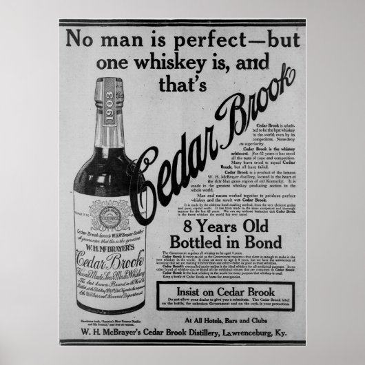 Vintager, alter Zedernholz-Whisky Poster (Vorne)