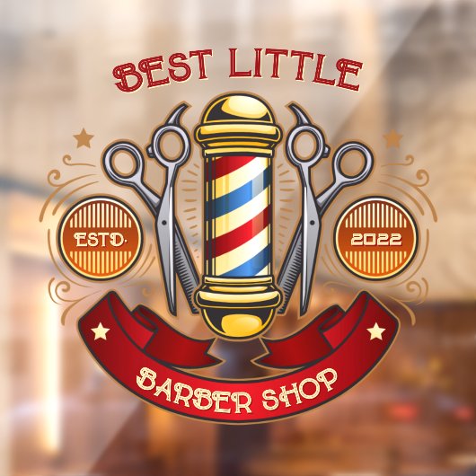 Vintager, altmodischer Friseursalon Fensteraufkleber (Blatt 2)