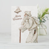 Vintager AltweltSanta mit Cane Feiertagskarte (Stehend Vorderseite)