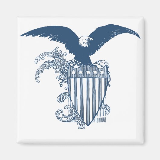 Vintager American Bald Eagle Stars Streifen Schild Magnet (Vorne)