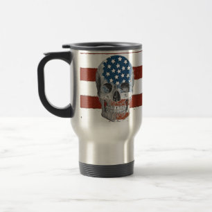 Vintager amerikanische Flaggen-Schädel Reisebecher