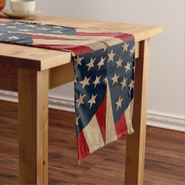 Vintager amerikanische Flaggen-Tabellen-Läufer Kurzer Tischläufer