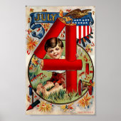 Vintager Amerikanische Unabhängigkeitstag Boy mit Poster (Vorne)