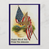 Vintager Amerikanische Unabhängigkeitstag Patrioti Postkarte (Vorderseite)