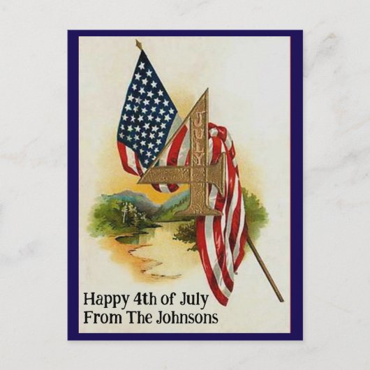 Vintager Amerikanische Unabhängigkeitstag Patrioti Postkarte (Vorderseite)