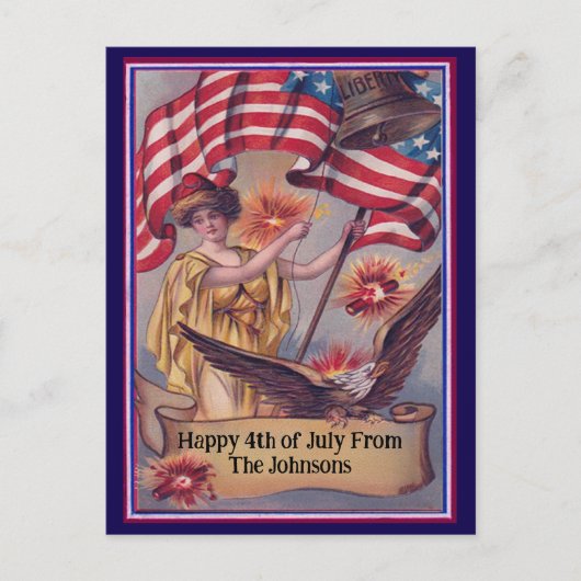 Vintager Amerikanische Unabhängigkeitstag Patrioti Postkarte (Vorderseite)