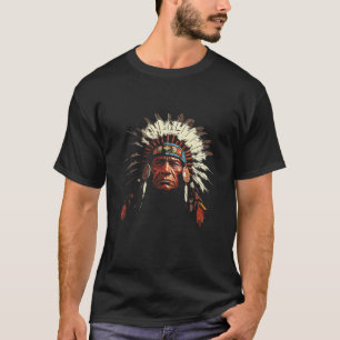 Vintager Amerikanische Ureinwohner Kopfbedeckung R T-Shirt