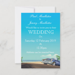 Vintager amerikanischer Automobil-Hochzeitstag Einladung