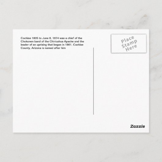 Vintager amerikanischer Cochise-Apache Postkarte (Rückseite)