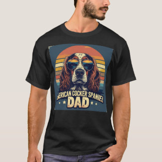 Vintager amerikanischer Cocker Spaniel Vater Hund T-Shirt