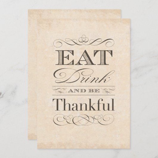 Vintager amerikanischer Erntedank - Einladungen (Vorne/Hinten)