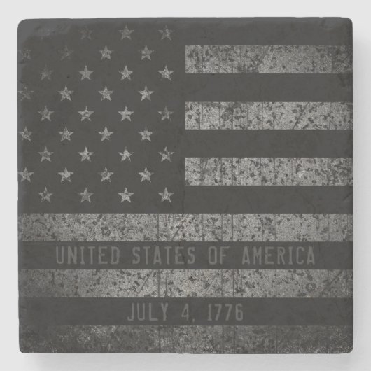 Vintager amerikanischer Flag (Flag Distressed Text Steinuntersetzer (Vorderseite)