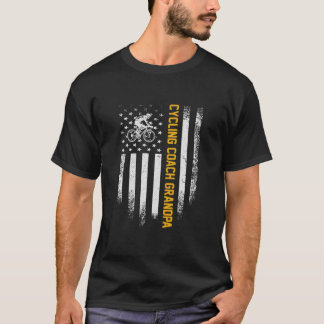 Vintager amerikanischer Flag-Proud-Cycling-Coach T-Shirt