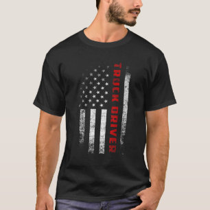 Vintager amerikanischer Flag Truck Driver Apparel  T-Shirt