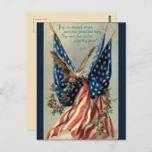 Vintager amerikanischer Flaggenadler und Patriotis Postkarte (Vorne/Hinten)