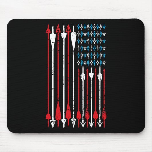 Vintager amerikanischer Flaggenbogen Jagd Mousepad (Vorne)