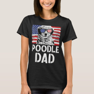 Vintager amerikanischer Flaggenpoodle Vater Hund f T-Shirt