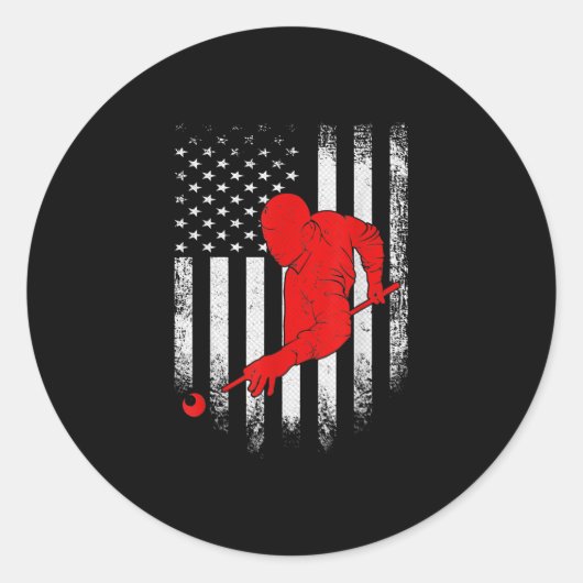 Vintager amerikanischer Flaggenpool Billiard Snook Runder Aufkleber (Vorderseite)