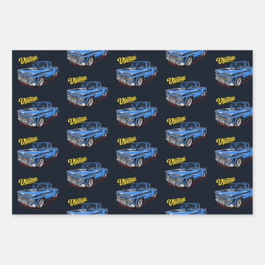 Vintager amerikanischer LKW Geschenkpapier Set (Vorderseite 2)