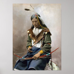 Vintager amerikanischer Oberbone Necklace Oglala Poster