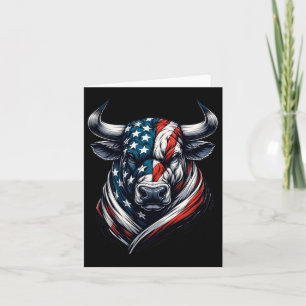 Vintager amerikanischer Patriot Bull Kuh 4. Juli A Karte
