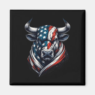 Vintager amerikanischer Patriot Bull Kuh 4. Juli A Magnet
