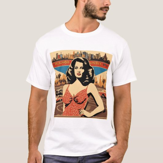 Vintager amerikanischer T - Shirt - Retro Style Fa (Vorderseite)