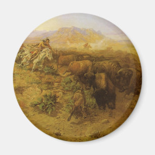 Vintager amerikanischer Ureinwohner, Büffel-Jagd Magnet