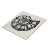Vintager Ammonitseashell-versteinerte Fliese (Seite)