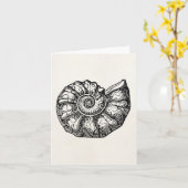 Vintager Ammonitseashell-versteinerte Karte (Gelbe Blume)
