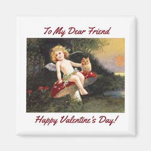 Vintager Amor mit Eule Magnet