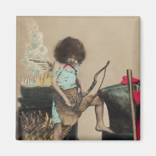 Vintager Amorkleiner blauer Valentine Magnet