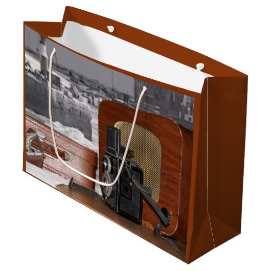 Vintager analoger Kamerakorder Große Geschenktüte (Vorderseite Schrägansicht)