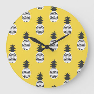 Vintager Ananas Spaß Nahtlose Illustration Große Wanduhr