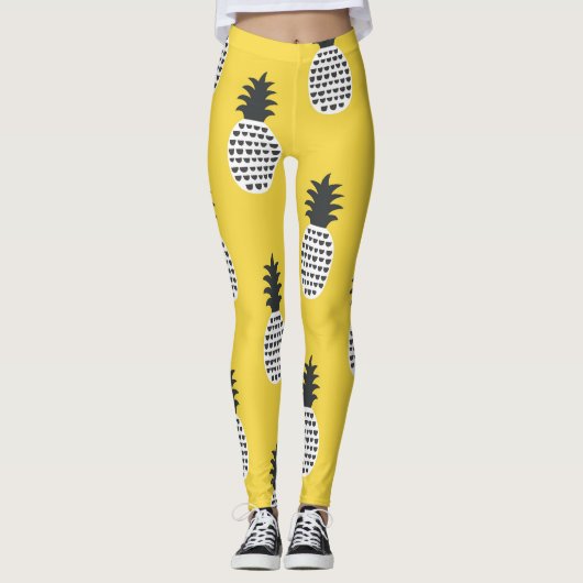 Vintager Ananas Spaß Nahtlose Illustration Leggings (Vorderseite)