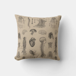 Vintager Anatomie-Druck Kissen