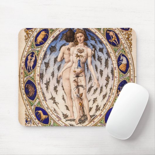 Vintager anatomischer Zodiakmann Mousepad (Mit Mouse)