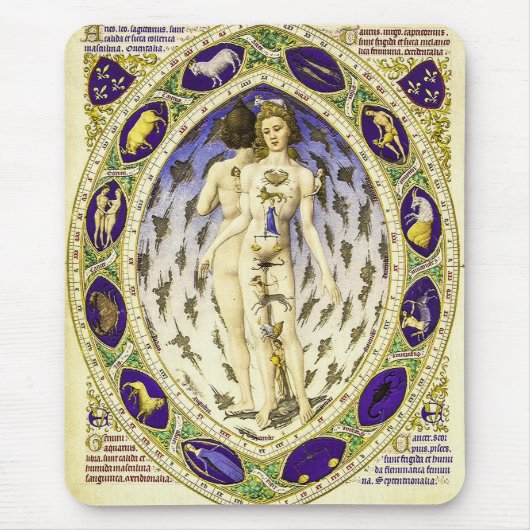 Vintager anatomischer Zodiakmann Mousepad (Vorne)