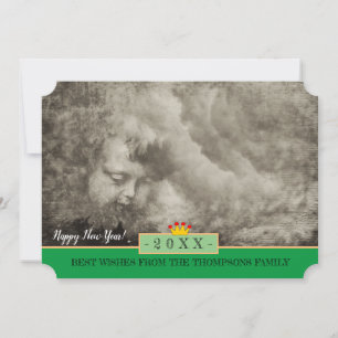 Vintager Angel & Glückliches Neues Jahr! Karte /20