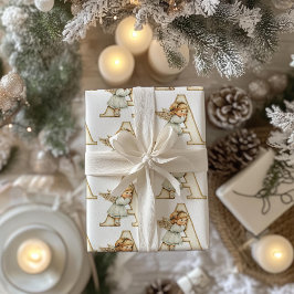 Vintager Angel Letter A Christmas Geschenkpapier