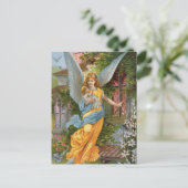 Vintager Angel mit Baby-Postkarte Postkarte (Stehend Vorderseite)