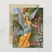 Vintager Angel mit Baby-Postkarte Postkarte (Vorne/Hinten)