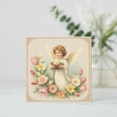 Vintager Angel Ostern Grußkarte Feiertagskarte (Stehend Vorderseite)