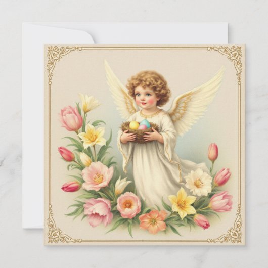 Vintager Angel Ostern Grußkarte Feiertagskarte (Vorderseite)