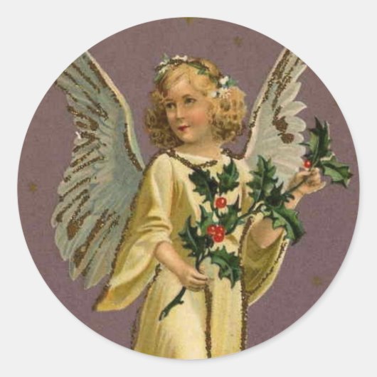 Vintager Angel Runder Aufkleber (Vorderseite)
