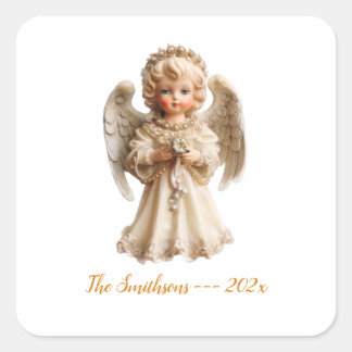 Vintager Angel Weihnachten Quadratischer Aufkleber