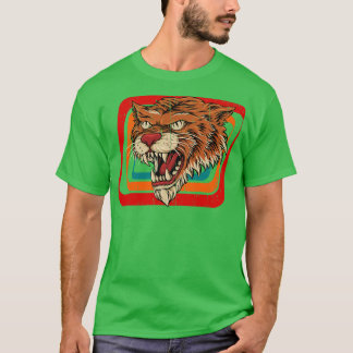 Vintager Angriff mit Tigerkopf, Achtung vor Retro- T-Shirt
